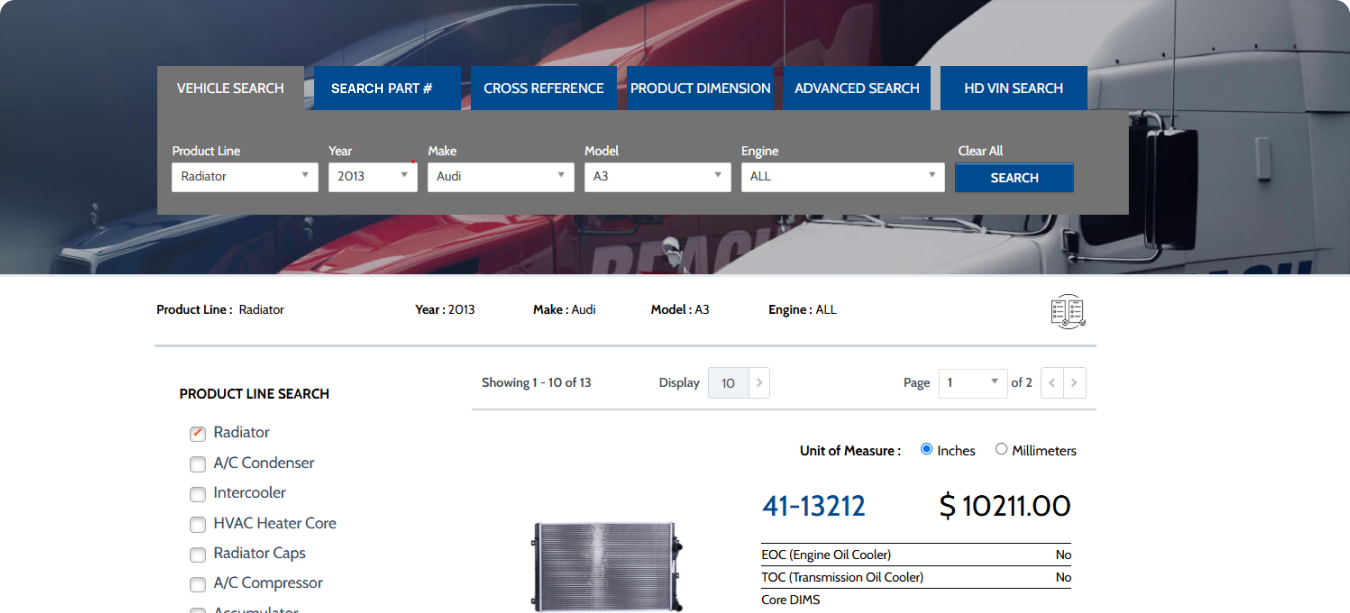 eCatalog Dashboard Interface